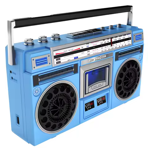 Boombox vintage AC/DC — cassette + radio FM, USB, Bluetooth, enregistrement K7