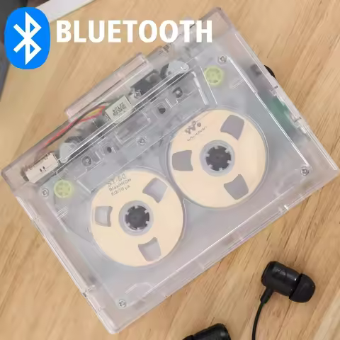 Walkman cassette stéréo transparent — Bluetooth FM, paupière auto