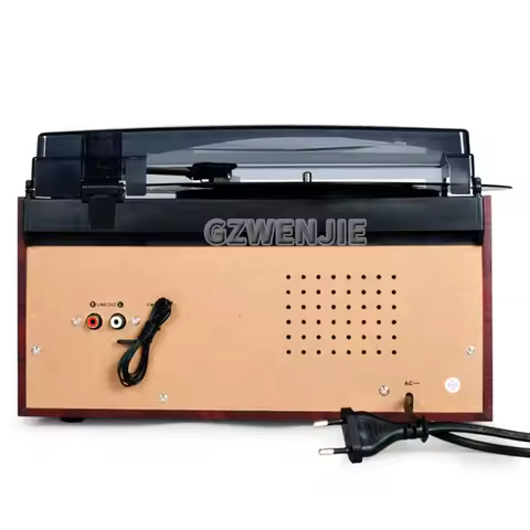 Phonographe vintage multifonctionnel — vinyle 3 vitesses + cassette + CD + radio